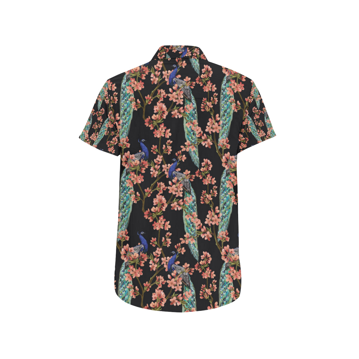 Peacock Pattern Print Design A01 Men's Short Sleeve Button Up Shirt