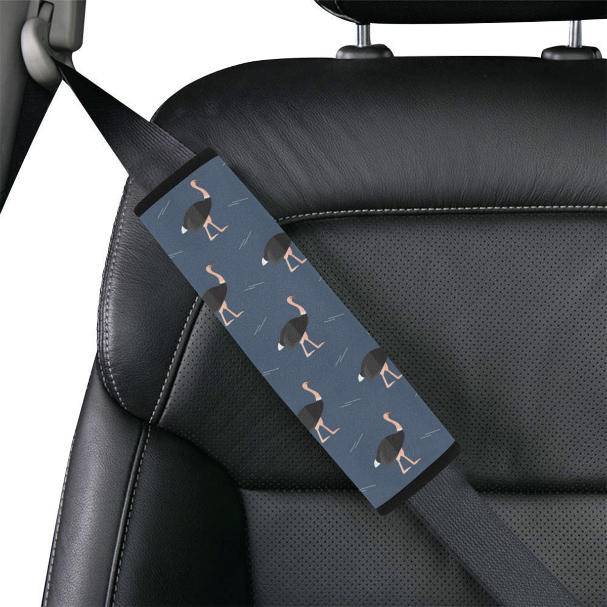 Ostrich Pattern Print Design 04 Car Seat Belt Cover