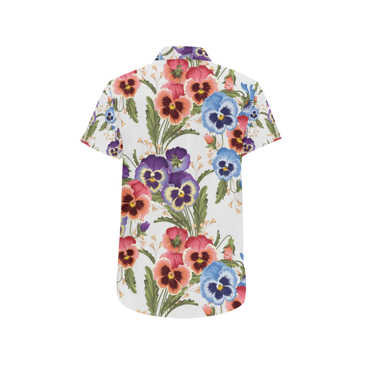 Pansy Pattern Print Design PS06 Men's Short Sleeve Button Up Shirt