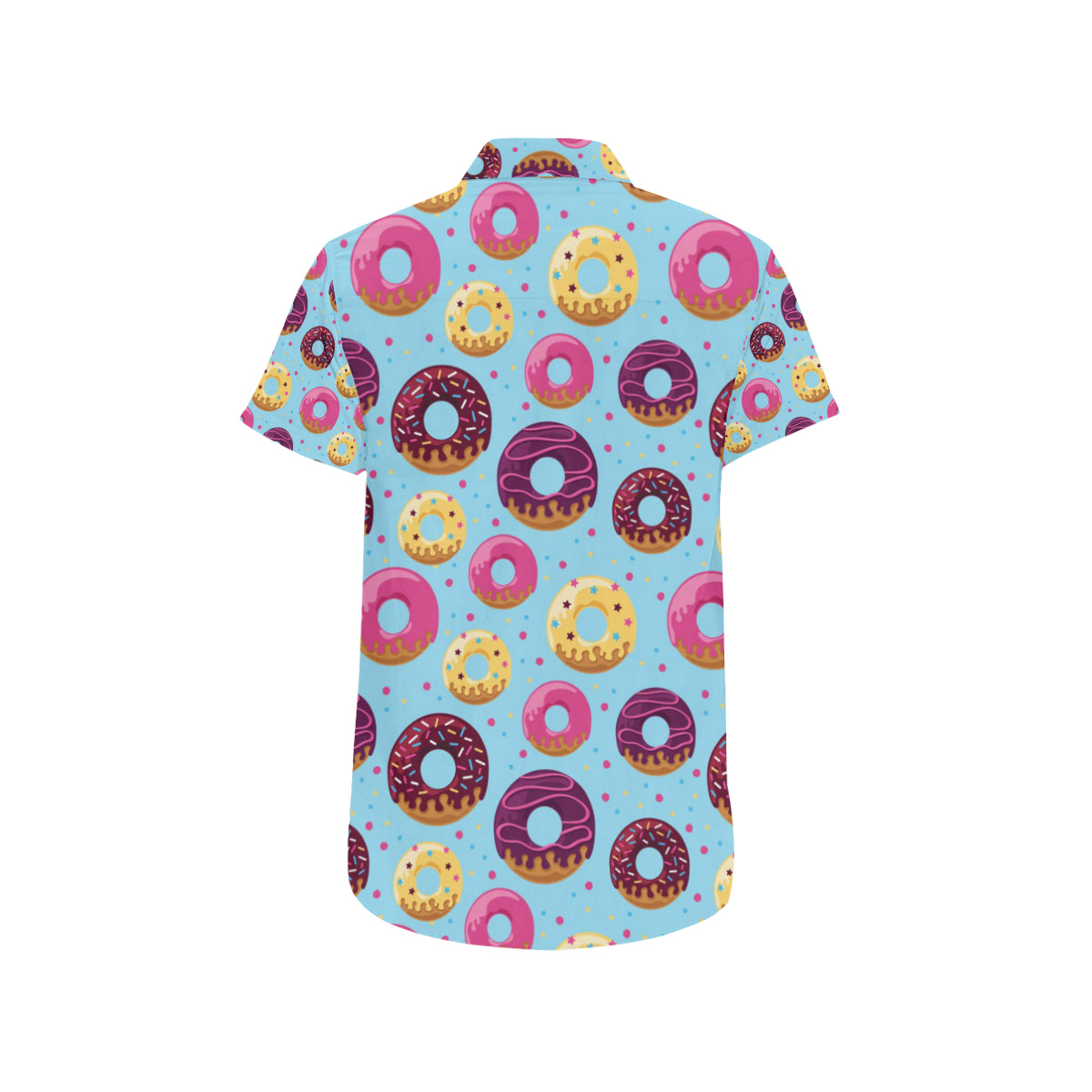 Donut Pattern Print Design DN07 Men's Short Sleeve Button Up Shirt