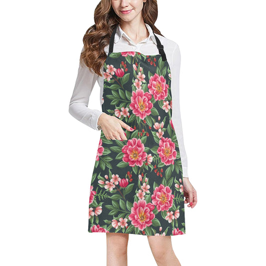 Summer Floral Pattern Print Design SF06 Apron with Pocket