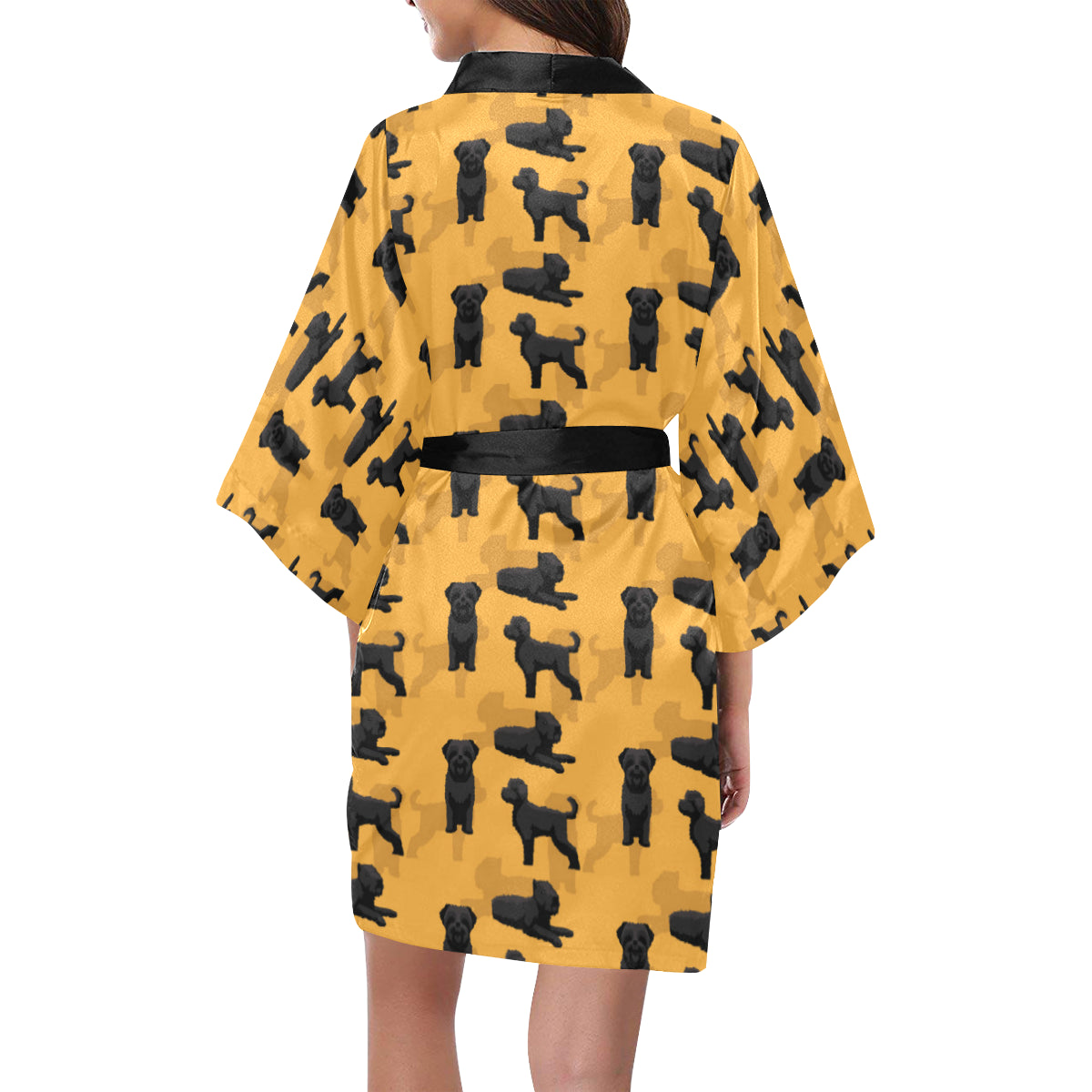 Bouviers des Flandres Pattern Print Design 01 Women's Short Kimono