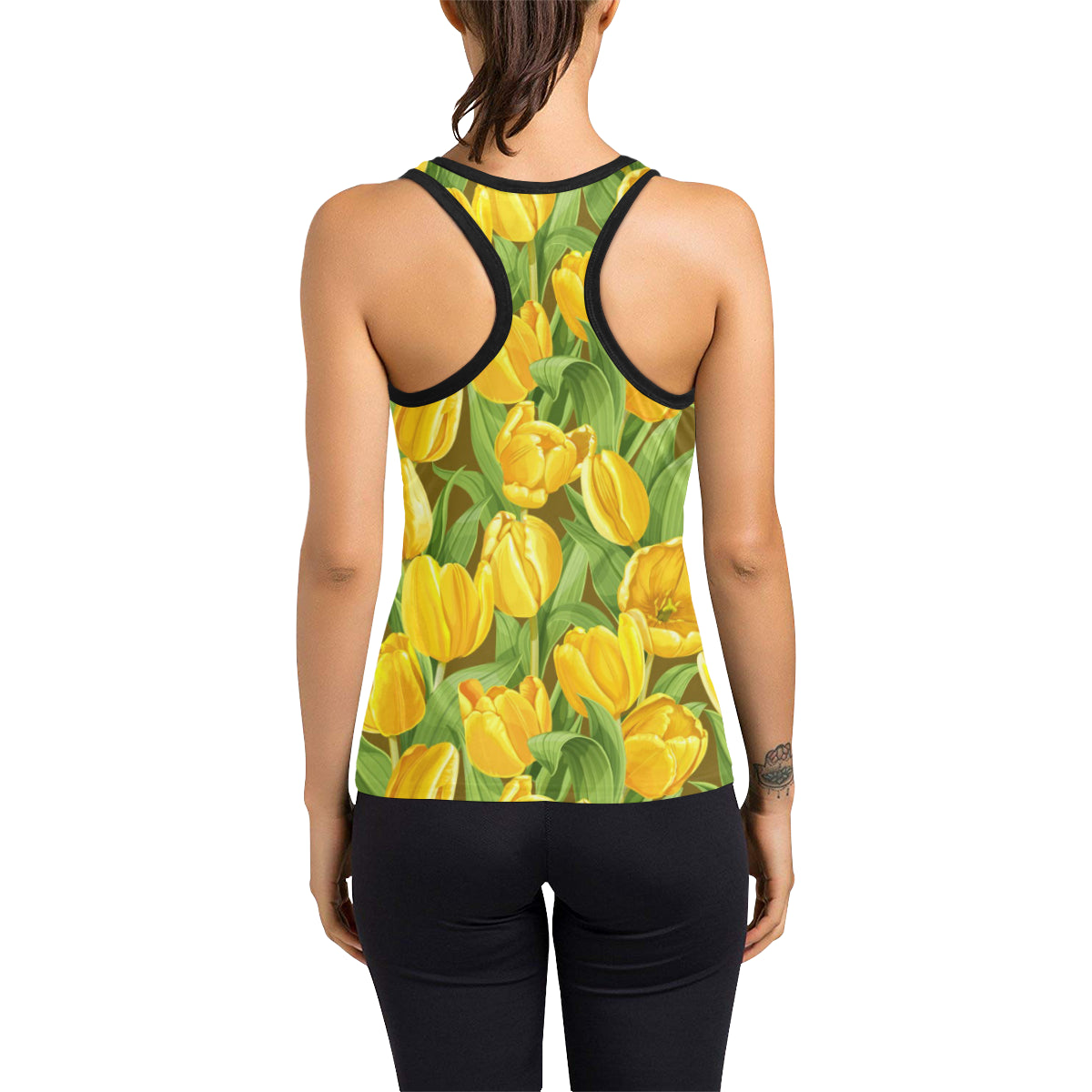 Tulip Yellow Pattern Print Design TP010 Women's Racerback Tank Top