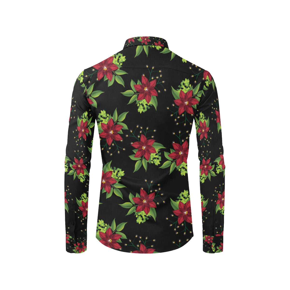 Poinsettia Pattern Print Design A01 Men's Long Sleeve Shirt