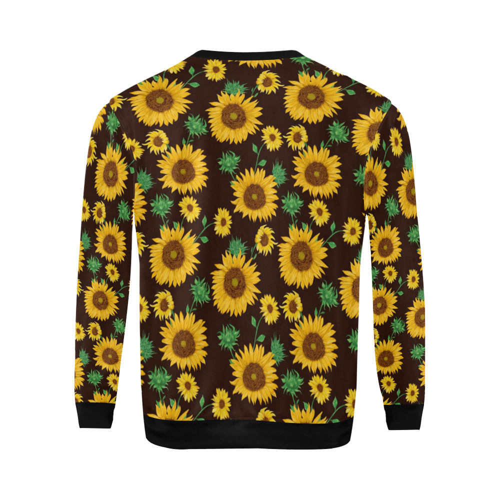 Sunflower Pattern Print Design SF01 Men Long Sleeve Sweatshirt