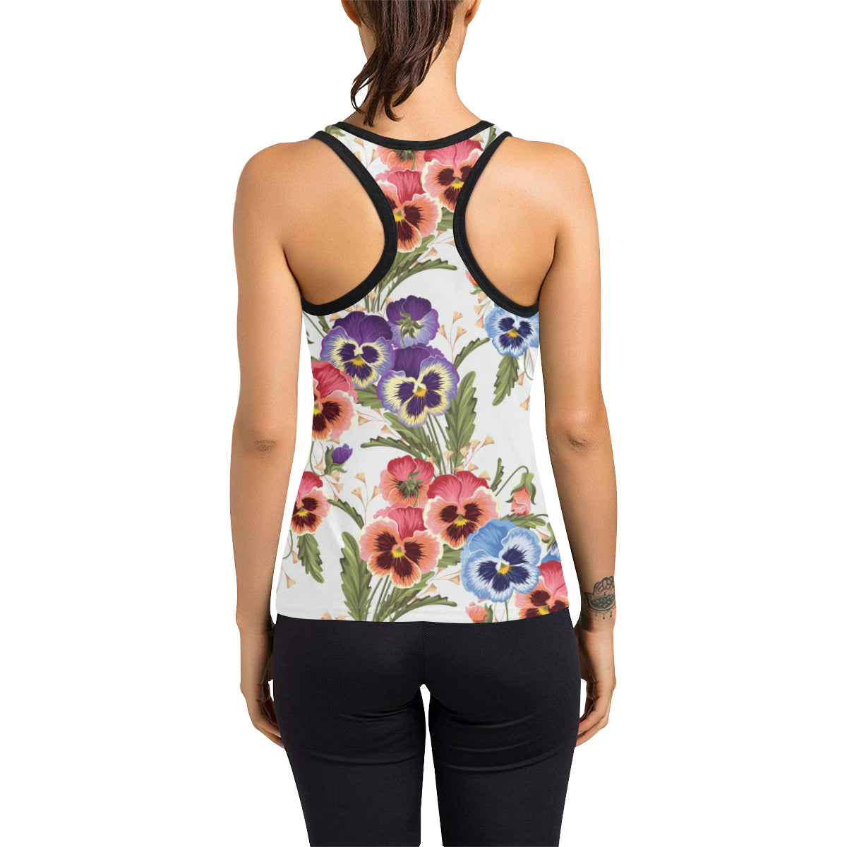 Pansy Pattern Print Design PS06 Women's Racerback Tank Top