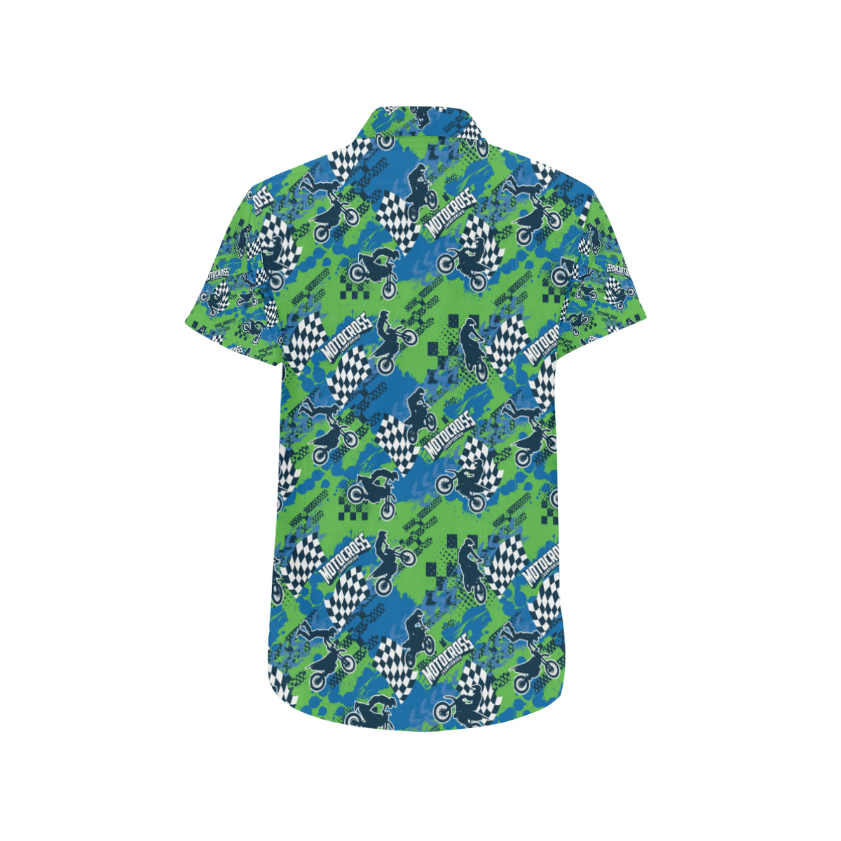 Motocross Pattern Print Design 04 Men's Short Sleeve Button Up Shirt