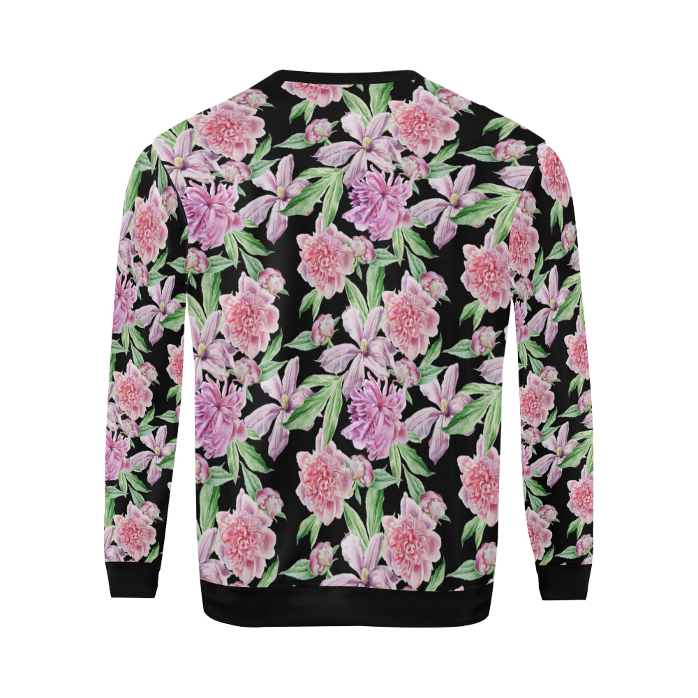 Peony Pattern Print Design PE08 Men Long Sleeve Sweatshirt