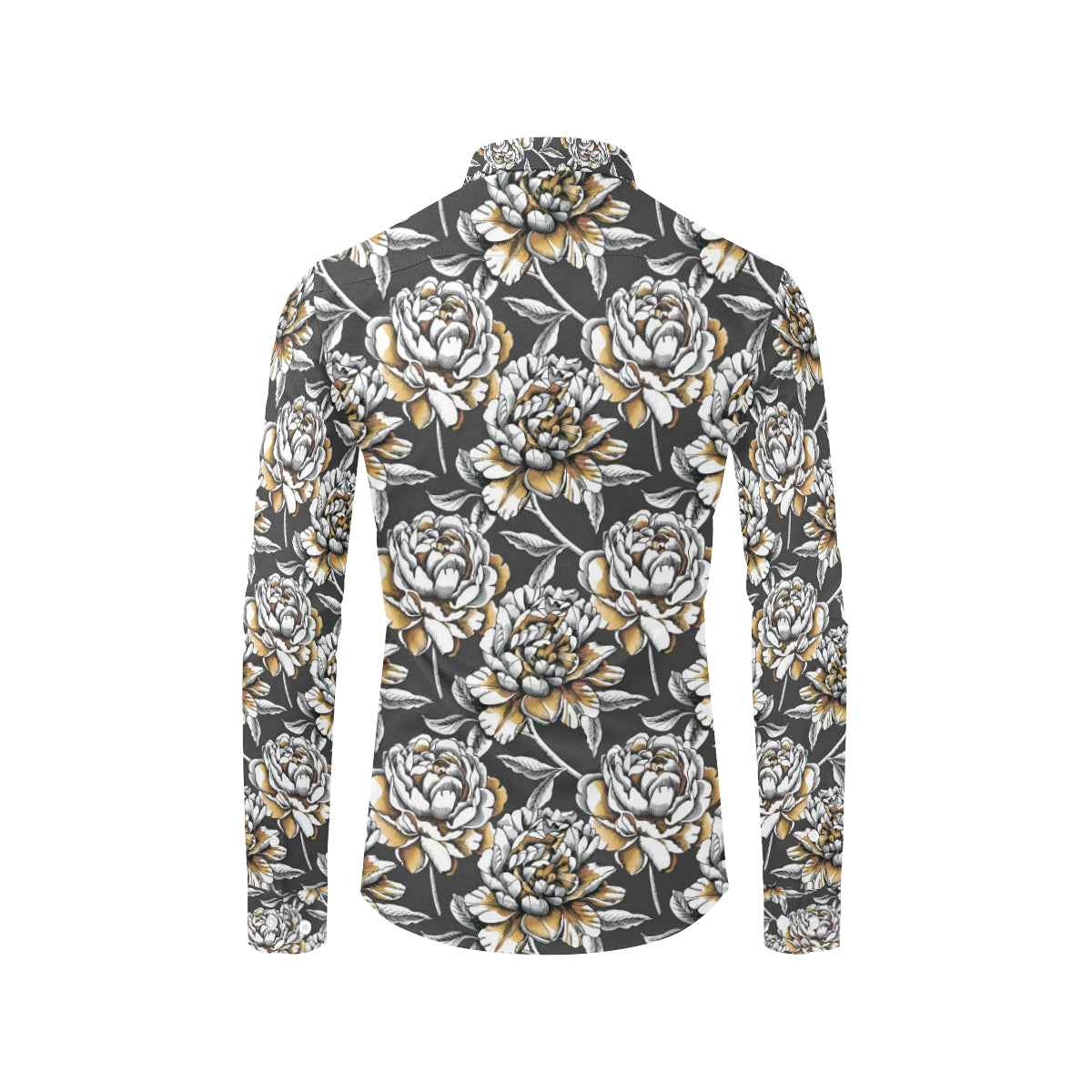 Peony Pattern Print Design PE06 Men's Long Sleeve Shirt
