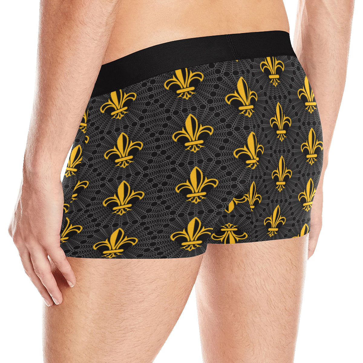 Fleur De Lis Gold Pattern Print Design 01 Men's Boxer Briefs