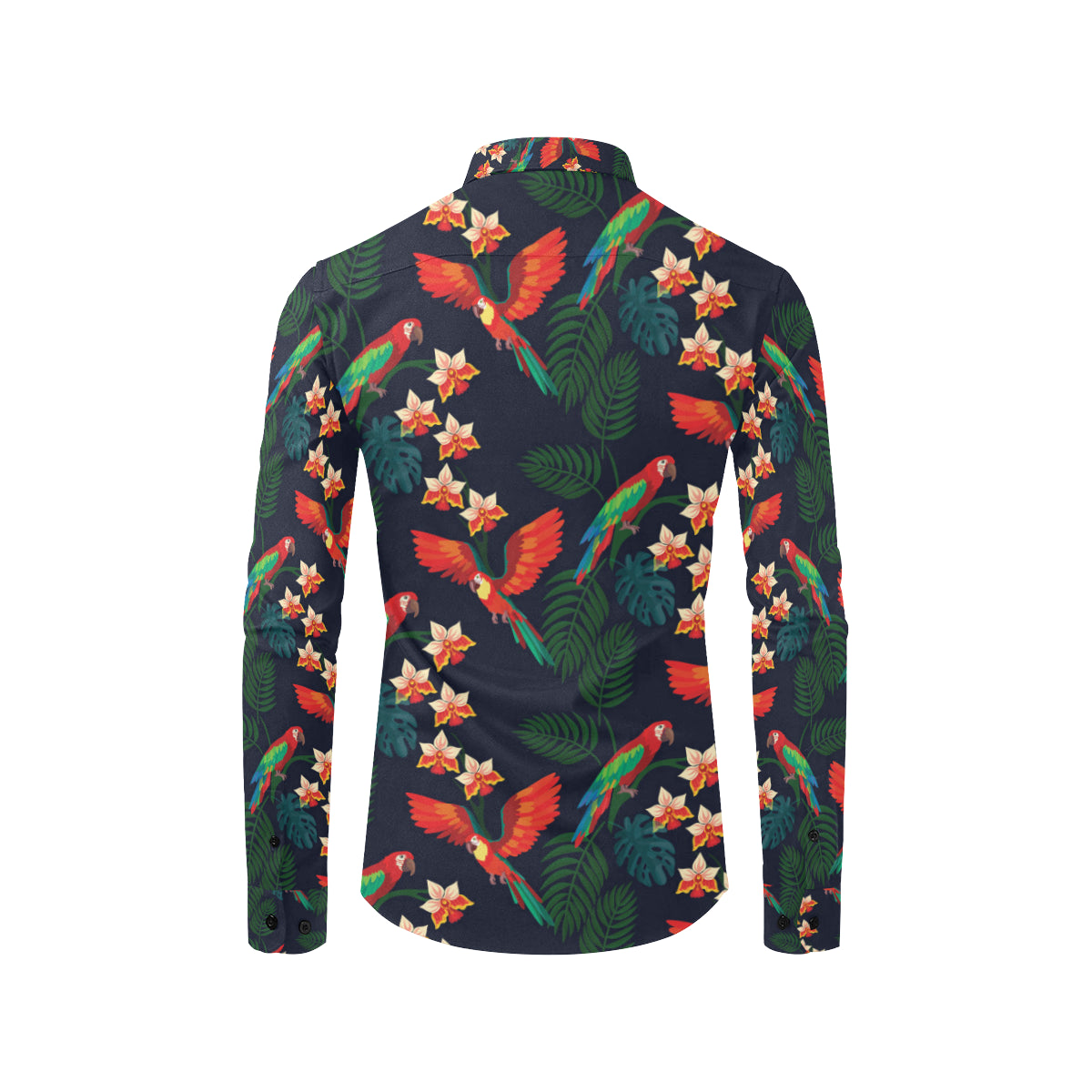 Macaw Pattern Print Design 02 Men's Long Sleeve Shirt