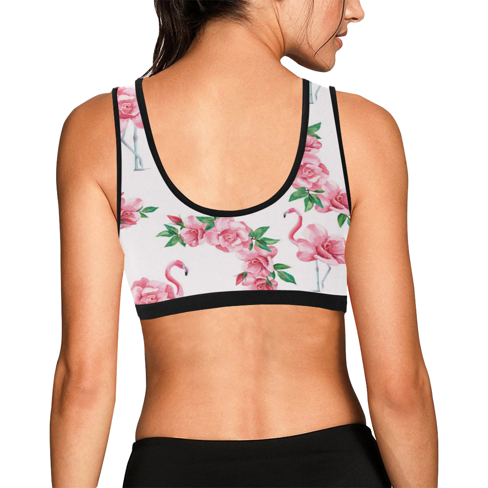 Flamingo Rose Pattern Sports Bra