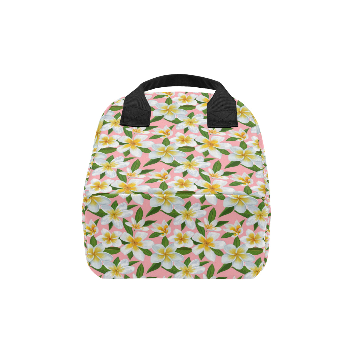 White Plumeria Pattern Print Design PM011 Insulated Lunch Bag