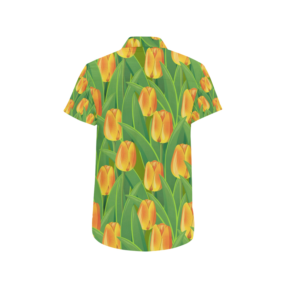 Tulip Orange Pattern Print Design TP07 Men's Short Sleeve Button Up Shirt