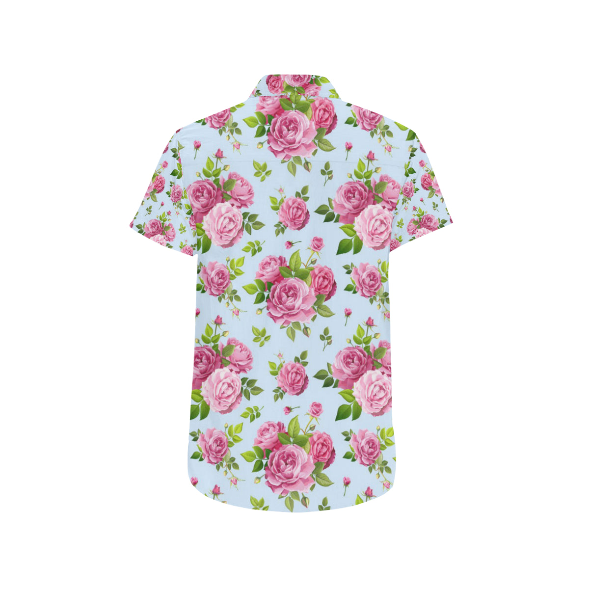 Rose Pink Pattern Print Design RO08 Men's Short Sleeve Button Up Shirt