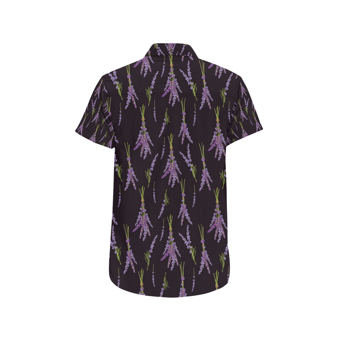 Lavender Pattern Print Design LV05 Men's Short Sleeve Button Up Shirt