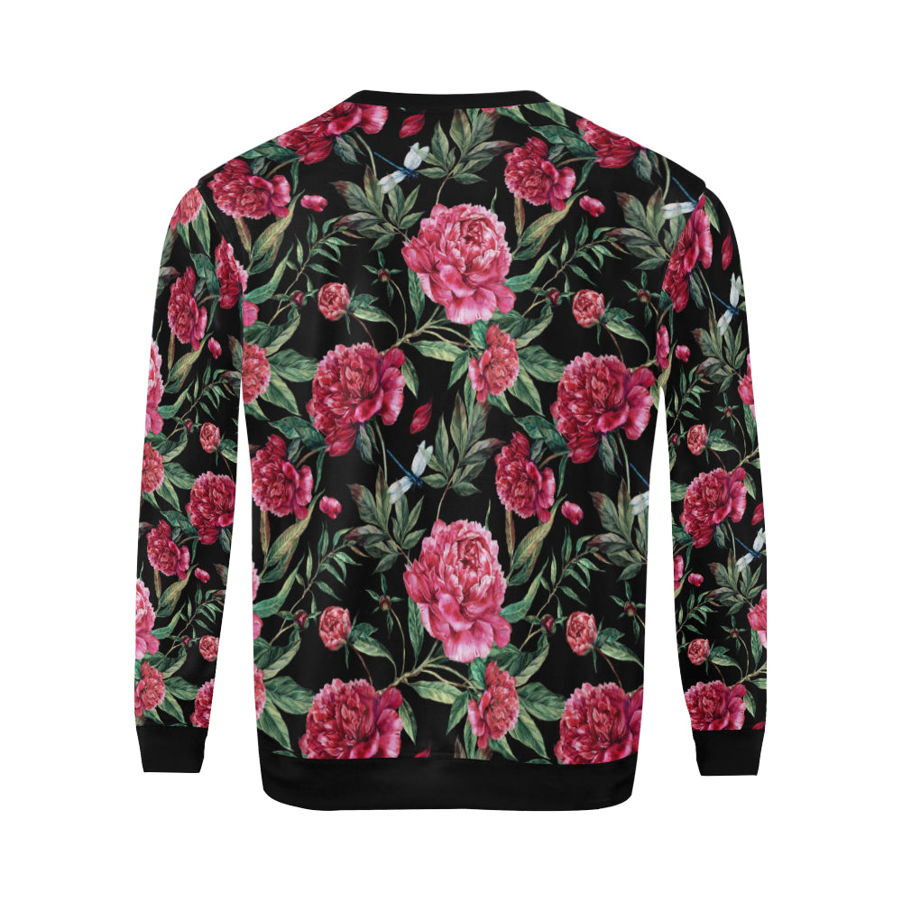 Peony Pattern Print Design PE04 Men Long Sleeve Sweatshirt