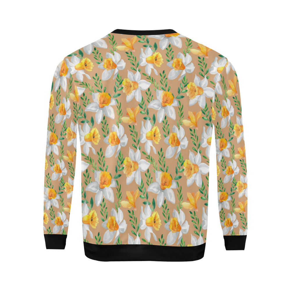 Daffodils Pattern Print Design DF04 Men Long Sleeve Sweatshirt
