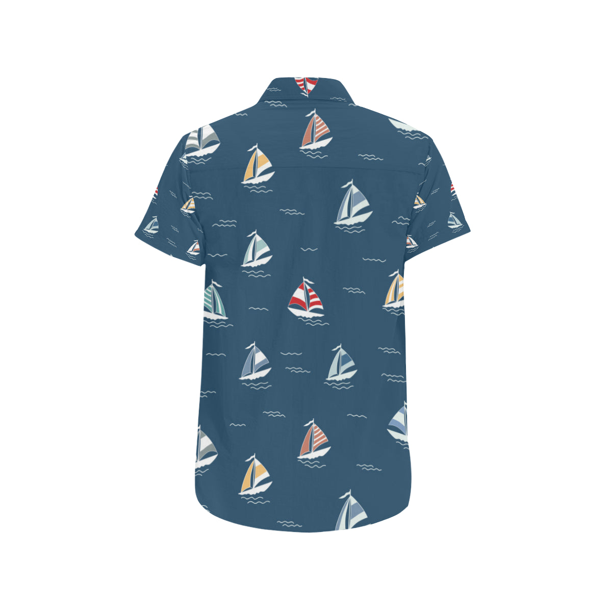 Sailing Ships Pattern Print Design A02 Men's Short Sleeve Button Up Shirt