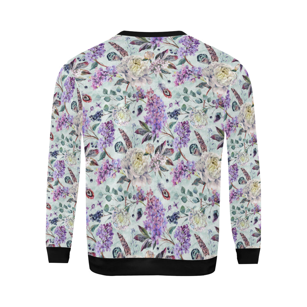 Lilac Pattern Print Design LI06 Men Long Sleeve Sweatshirt