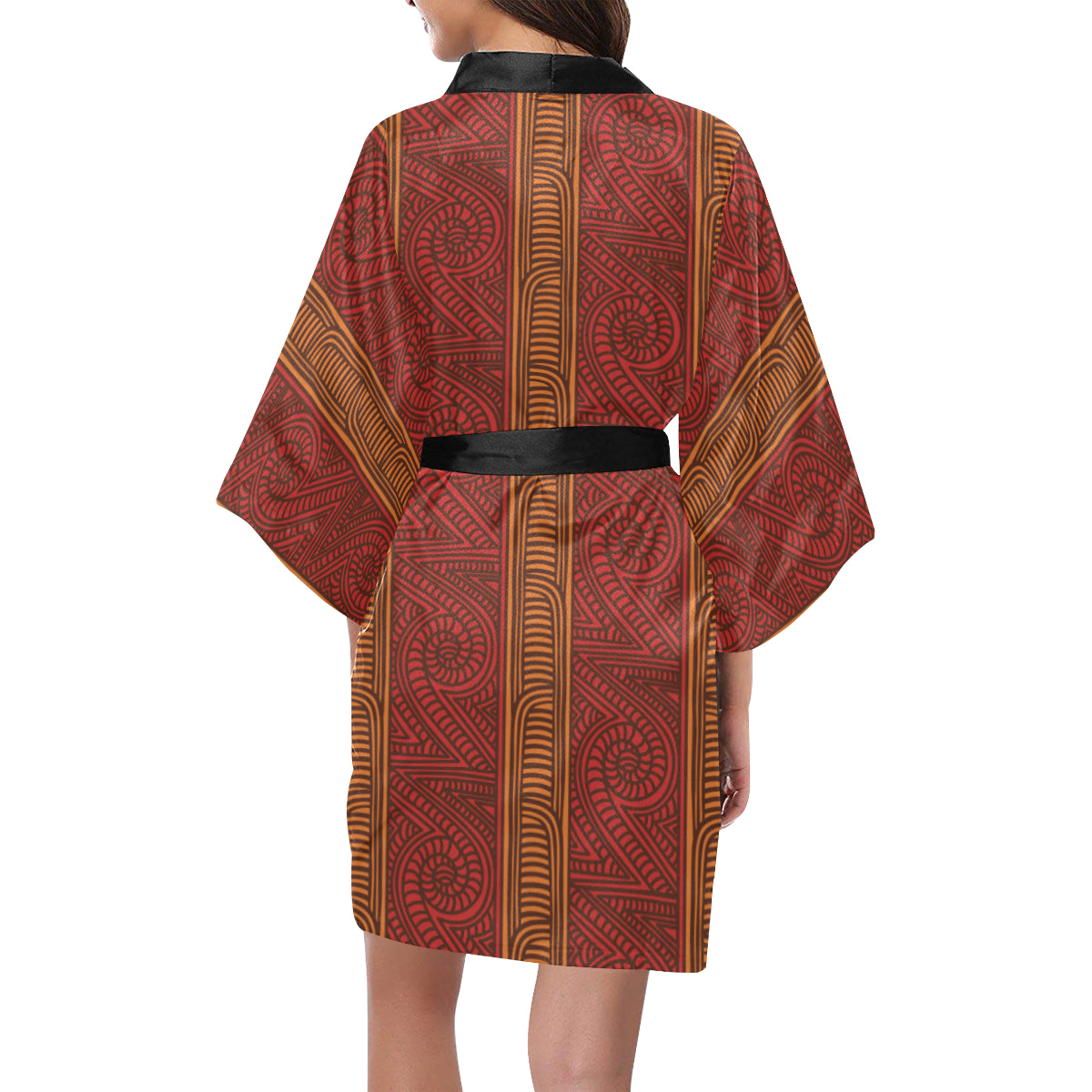 Maori Pattern Print Design 05 Women's Short Kimono