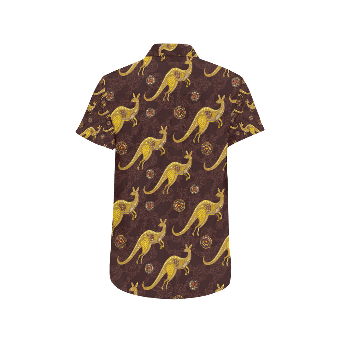 Kangaroos Aboriginal Pattern Print Design 08 Men's Short Sleeve Button Up Shirt