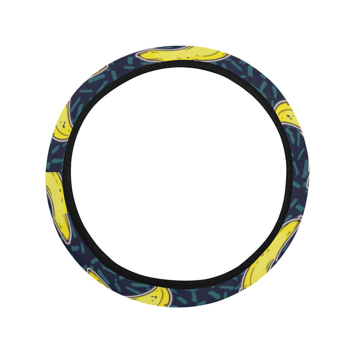 Banana Pattern Print Design BA09 Steering Wheel Cover with Elastic Edge