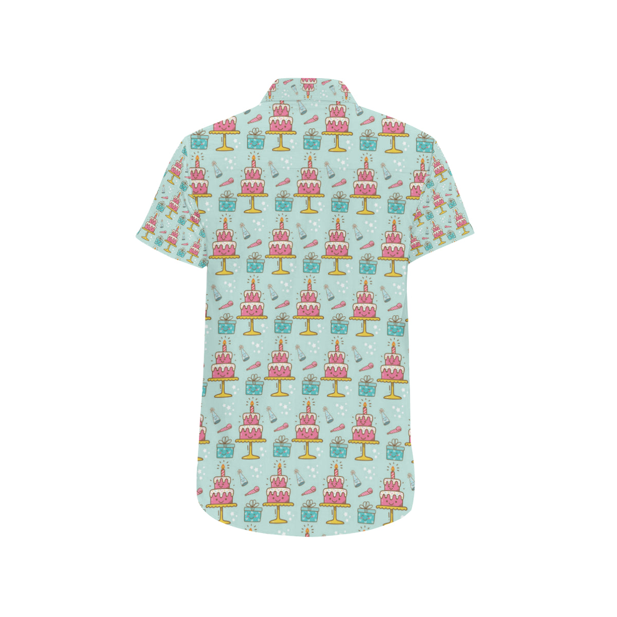 Cake Pattern Print Design 06 Men's Short Sleeve Button Up Shirt