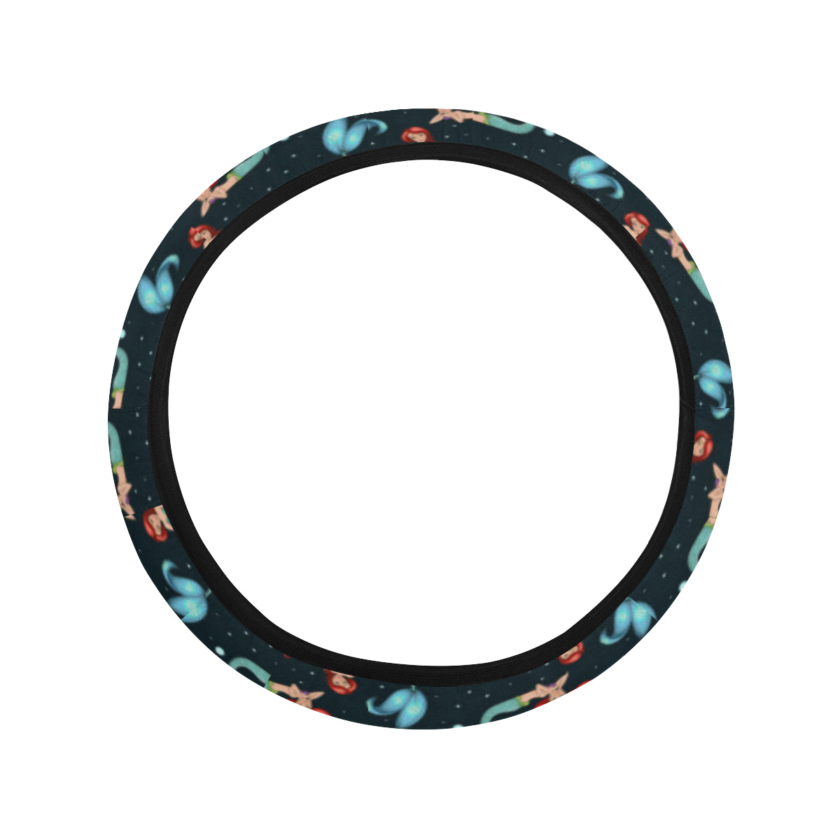Mermaid Girl Themed Design Print Steering Wheel Cover with Elastic Edge