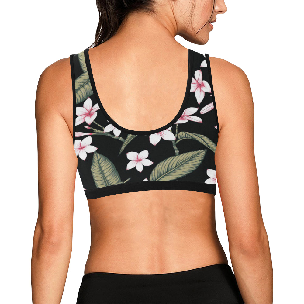 Plumeria Pattern Print Design PM021 Sports Bra
