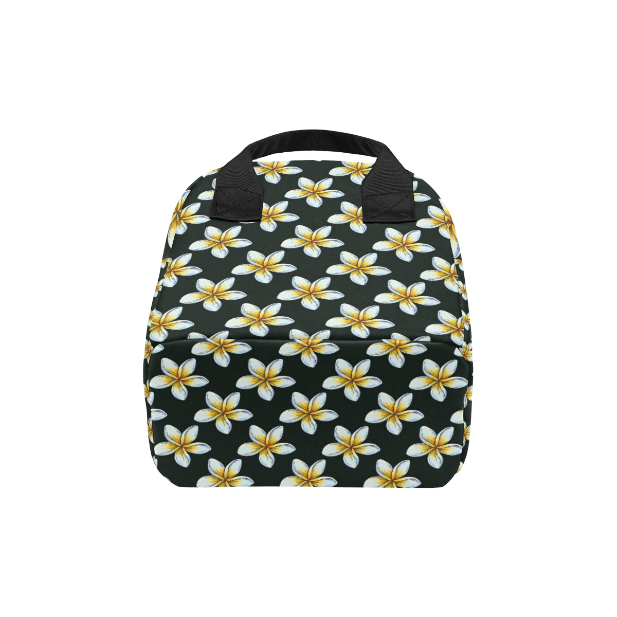 White Plumeria Pattern Print Design PM022 Insulated Lunch Bag