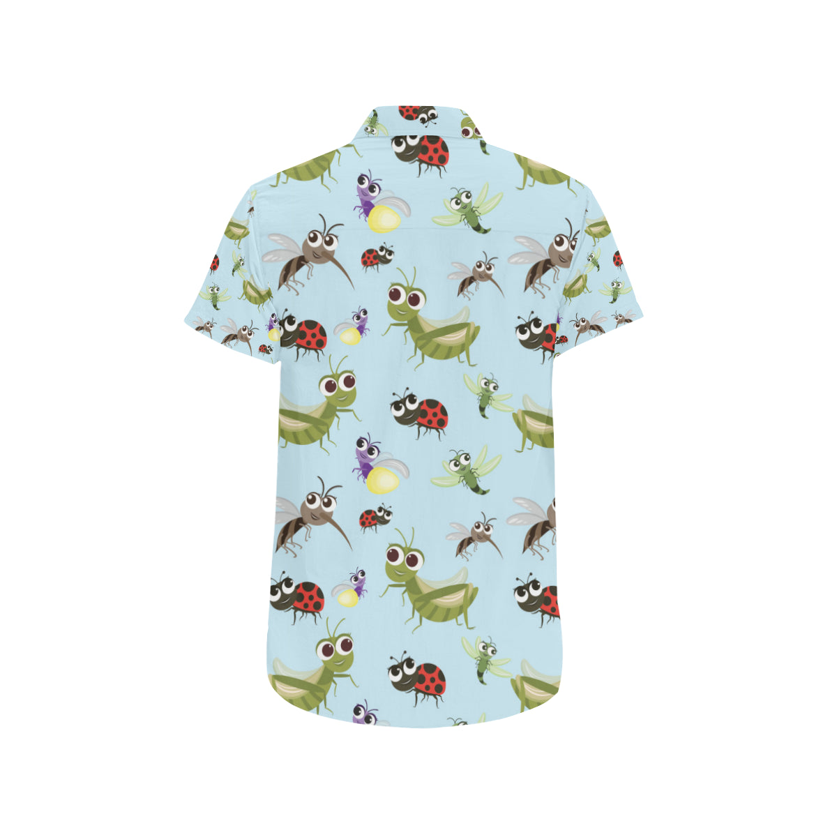 Ladybug Pattern Print Design 01 Men's Short Sleeve Button Up Shirt
