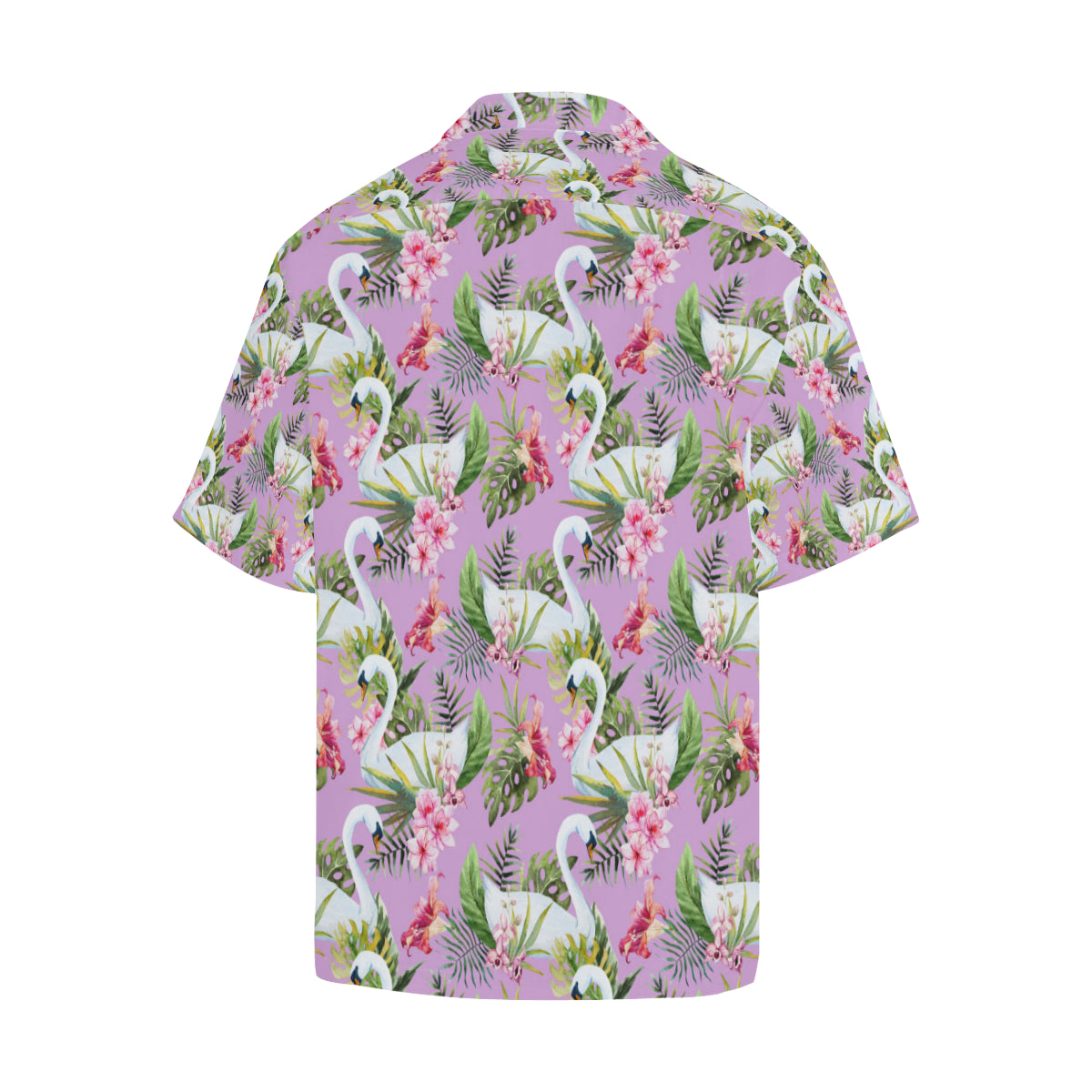 Swan with Flower Pattern Print Design 01 Men's Hawaiian Shirt