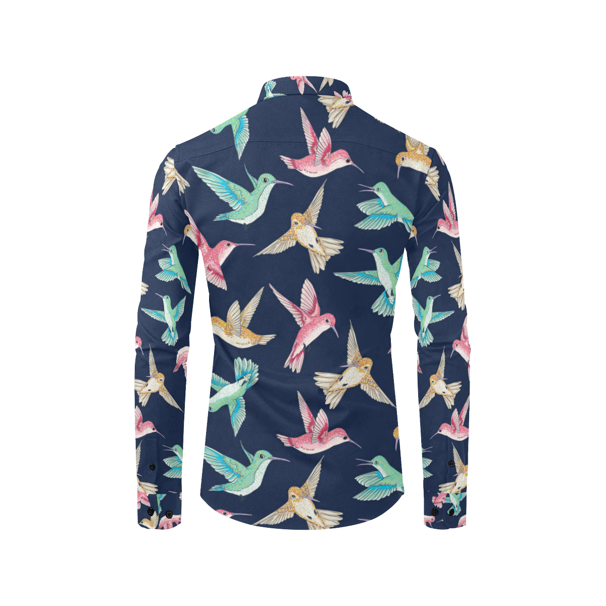 Hummingbird Cute Pattern Print Design 01 Men's Long Sleeve Shirt
