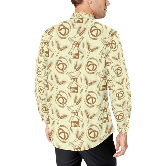 Agricultural Windmills Print Design 03 Men's Long Sleeve Shirt