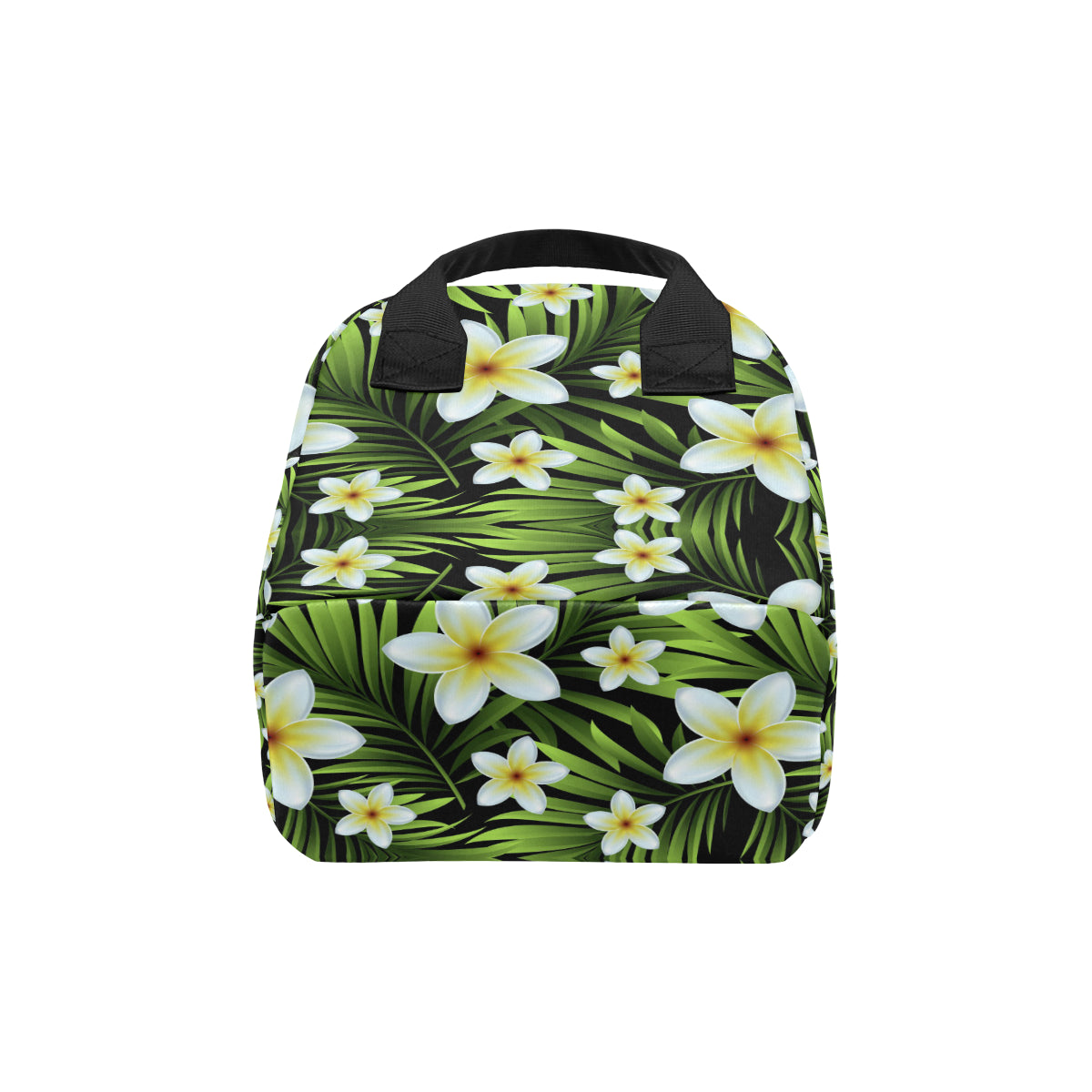 White Plumeria Pattern Print Design PM06 Insulated Lunch Bag