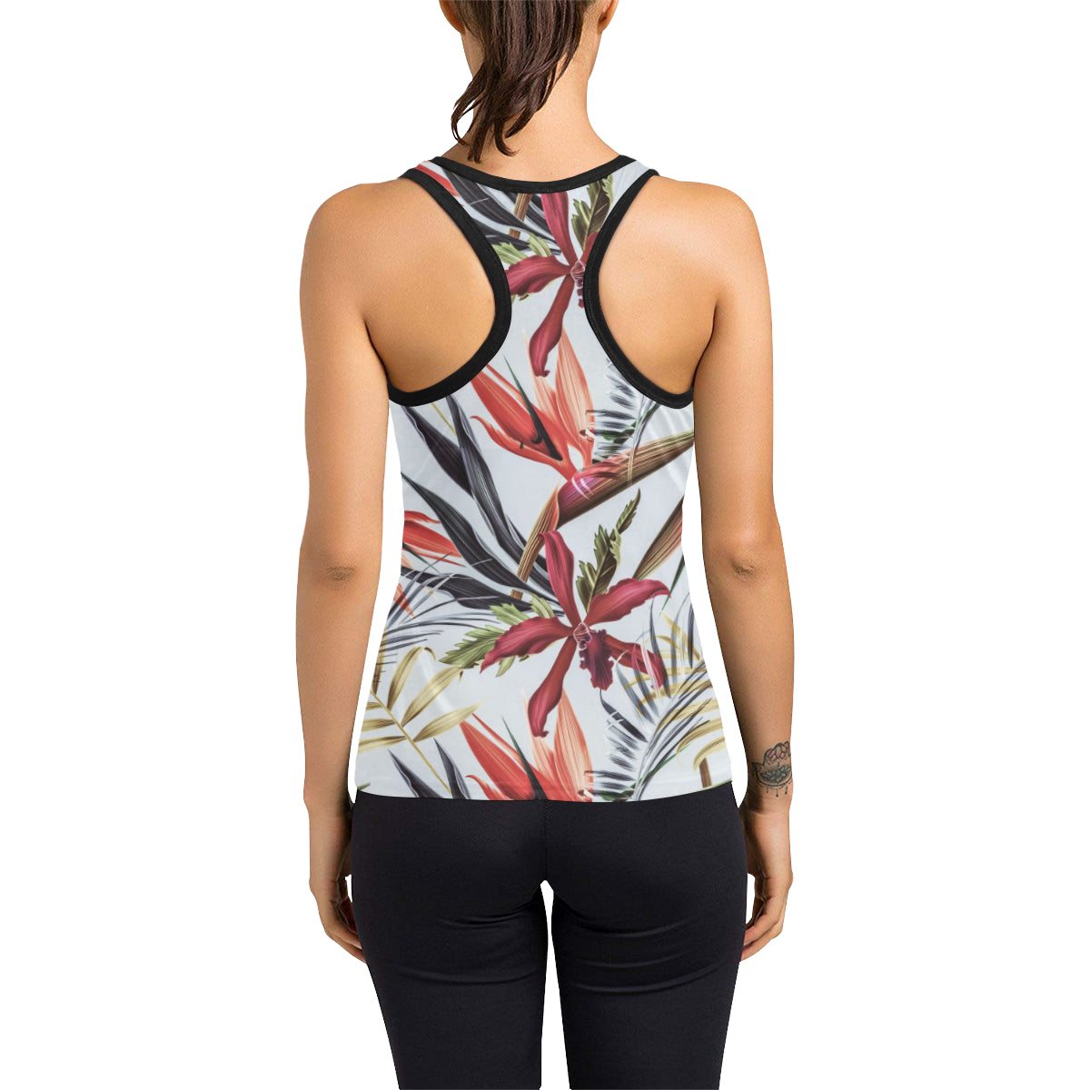 Tropical Flower Pattern Print Design TF021 Women's Racerback Tank Top