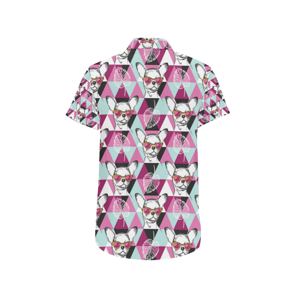 Chihuahua Cute Triangle Pattern Men's Short Sleeve Button Up Shirt