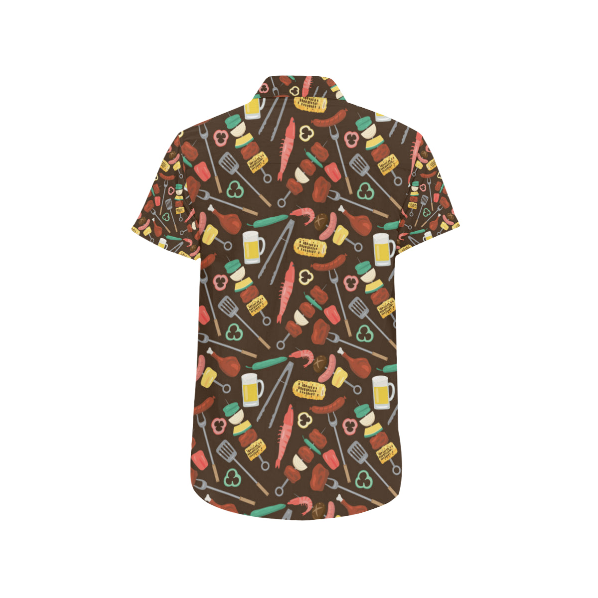 Barbecue Pattern Print Design 05 Men's Short Sleeve Button Up Shirt