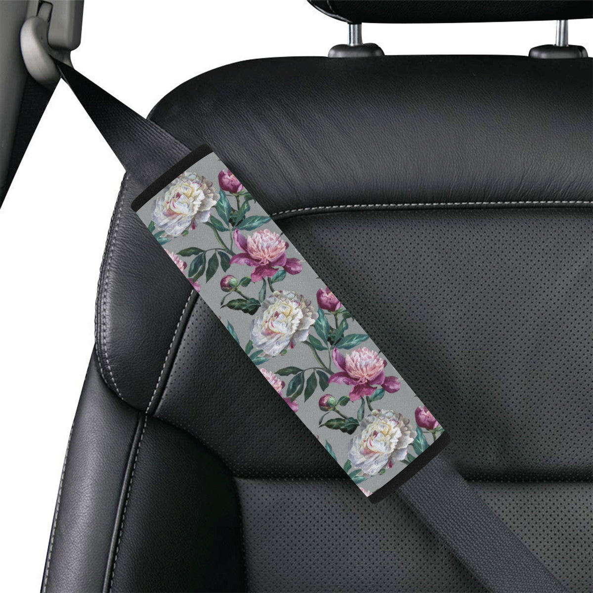 Peony Pattern Print Design PE01 Car Seat Belt Cover