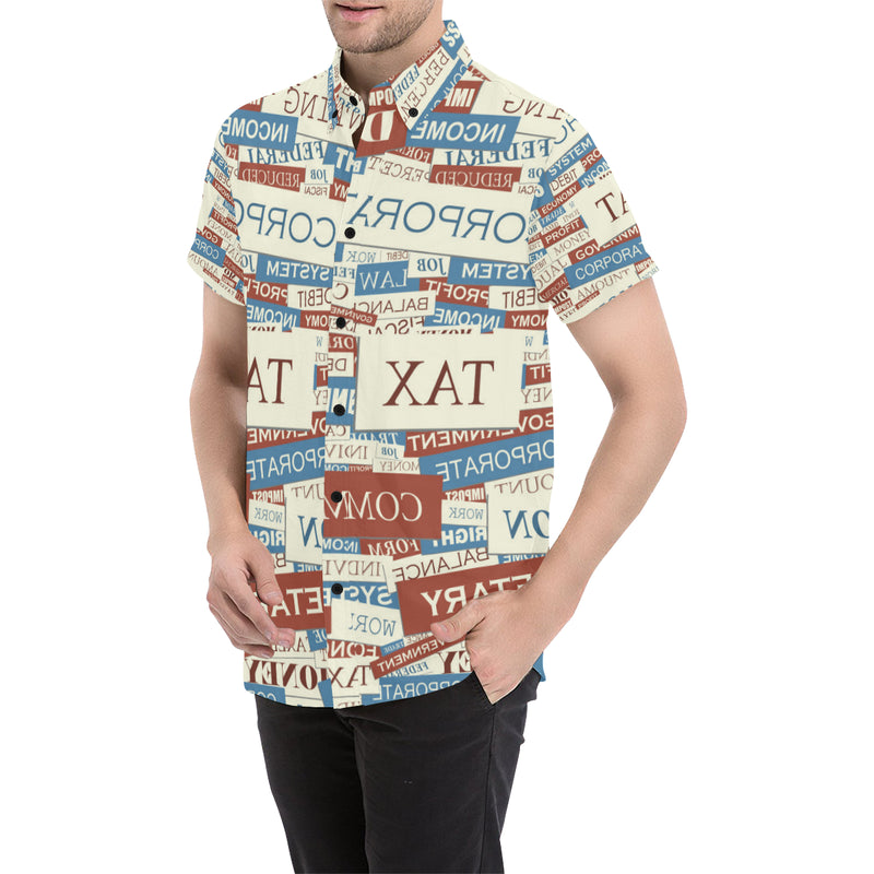 Accounting Financial Pattern Print Design 01 Men's Short Sleeve Button Up Shirt