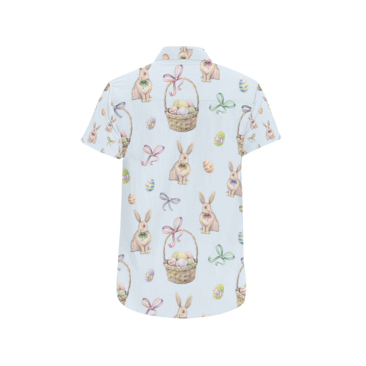 Rabbit Easter Eggs Pattern Print Design 03 Men's Short Sleeve Button Up Shirt