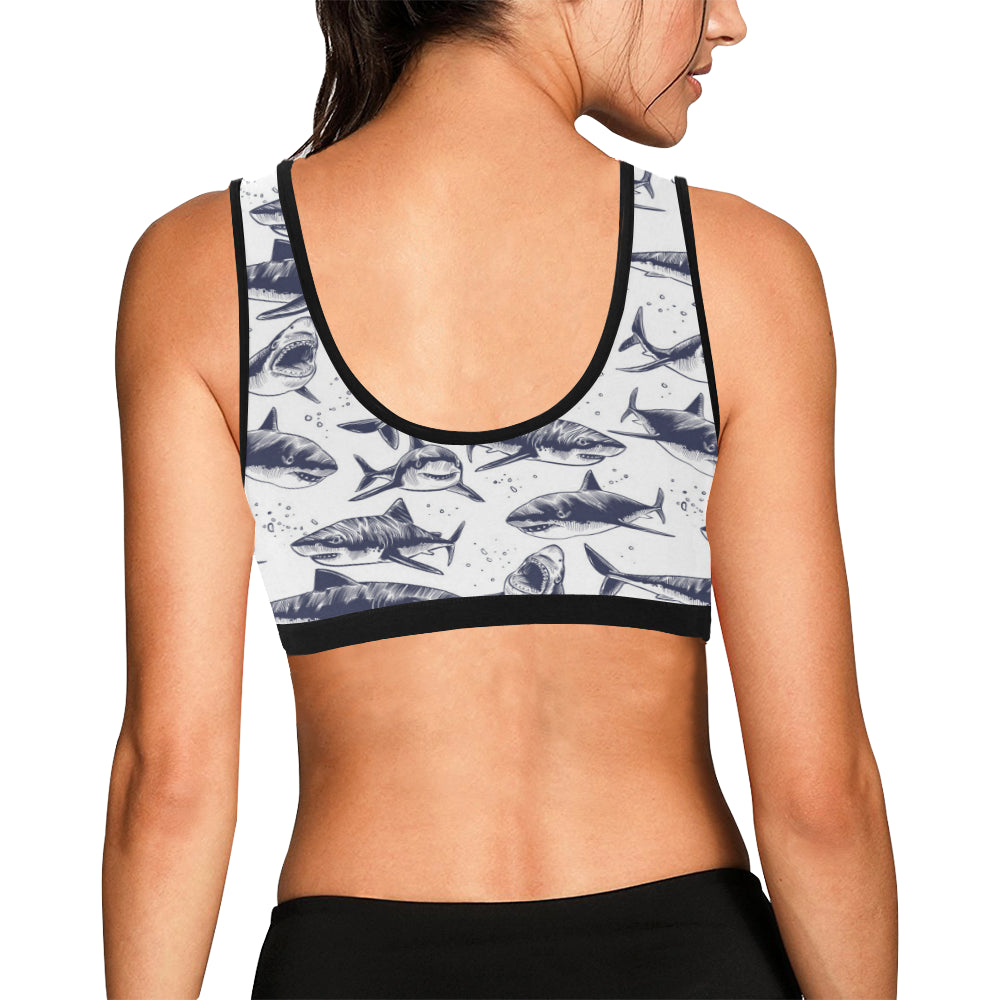 Great White Shark Pattern Print Design 02 Sports Bra