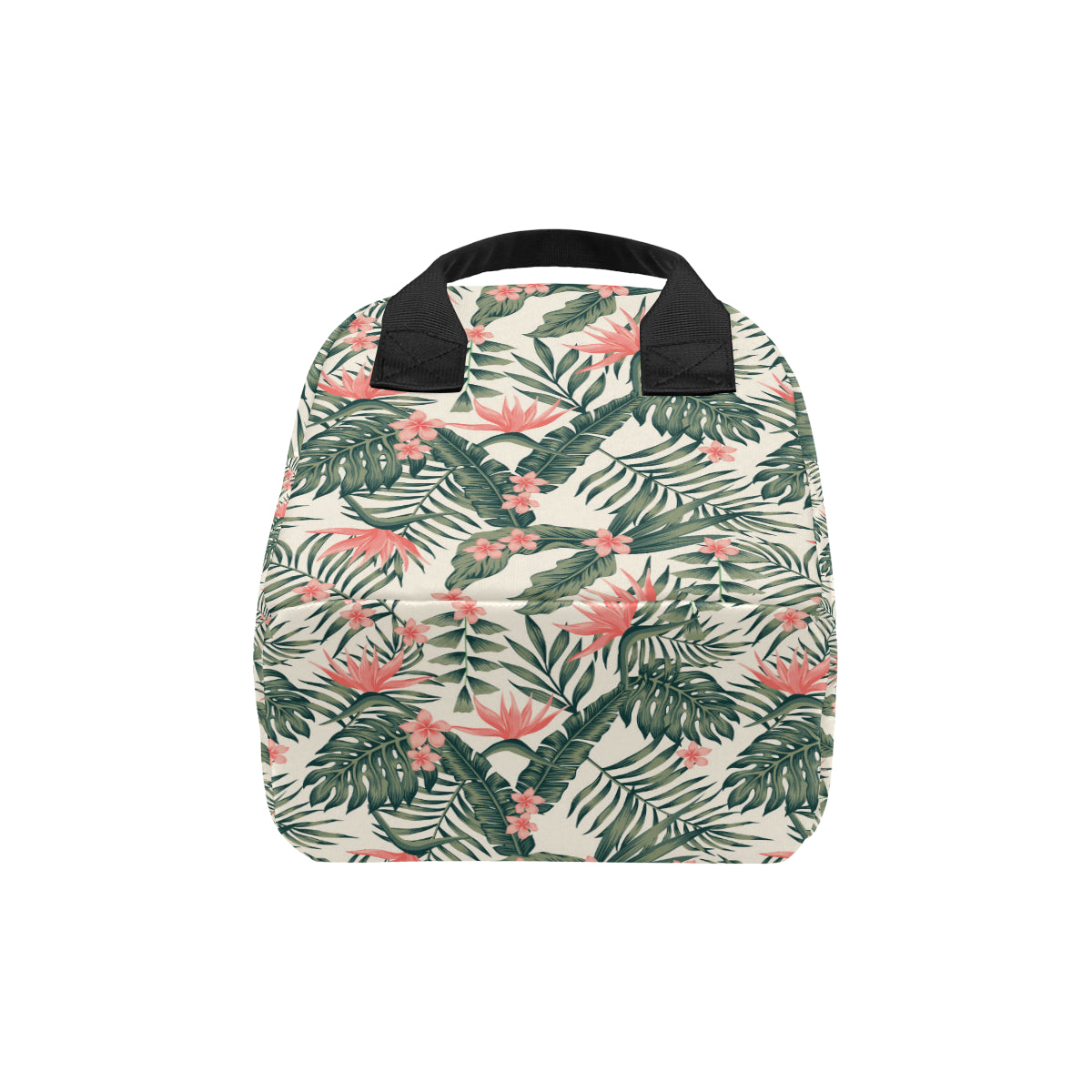 Tropical Flower Palm Leaves Insulated Lunch Bag