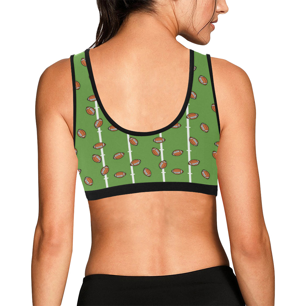 American Football on Field Themed Print Sports Bra