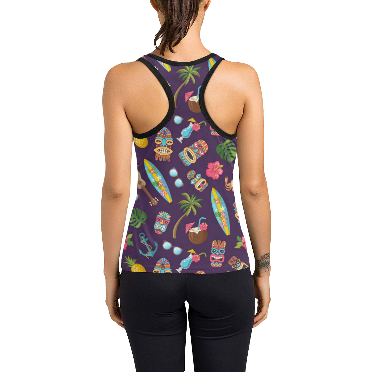 Hawaiian Themed Pattern Print Design H024 Women's Racerback Tank Top