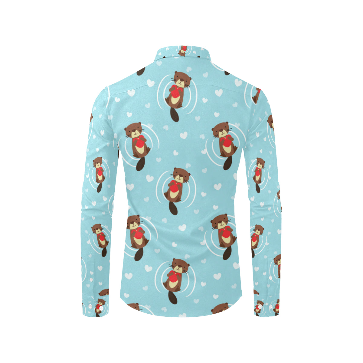 Sea Otter Cute Pattern Print Design 04 Men's Long Sleeve Shirt