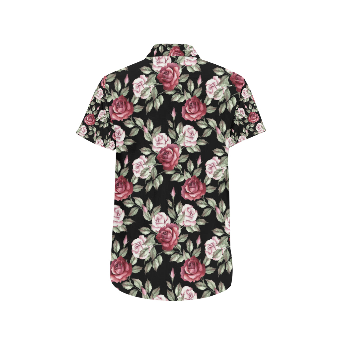 Rose Red Pink Pattern Print Design RO03 Men's Short Sleeve Button Up Shirt