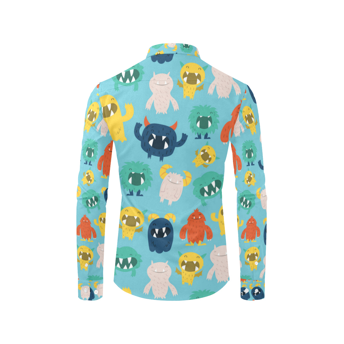 Monster Cartoon Pattern Print Design 03 Men's Long Sleeve Shirt