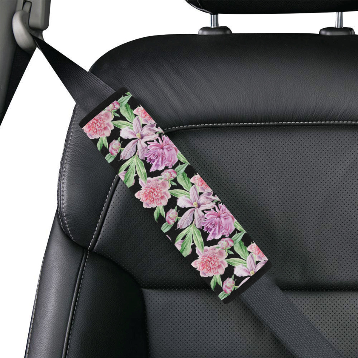 Peony Pattern Print Design PE08 Car Seat Belt Cover